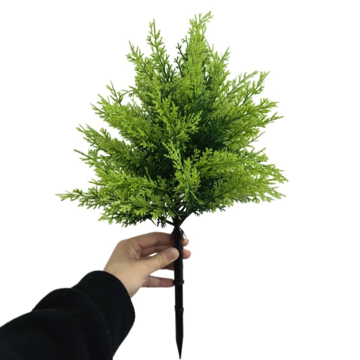 Pianta Artificiale di Cedro con Picchetto da Terra, Cipresso Finto Resistente ai Raggi UV, Set di 2 Finto Arbusto Sempreverde per Giardino Esterno