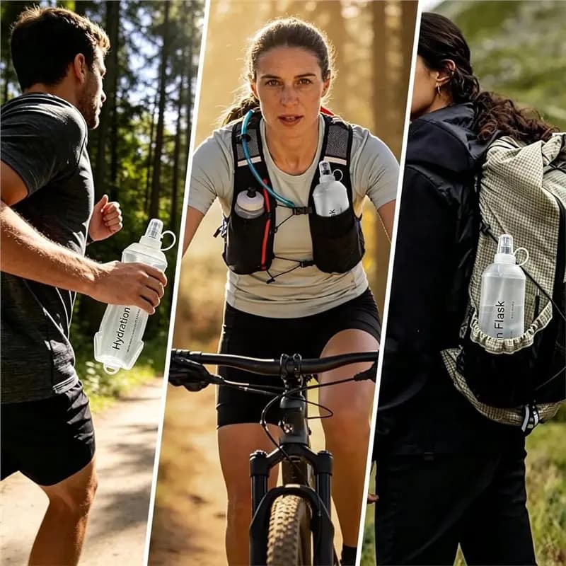 2 Pack 500Ml Soft Flask, Shrink As You Drink Water Bottles For Running Vest Hydration Pack Leak-Proof TPU Folding Bottle