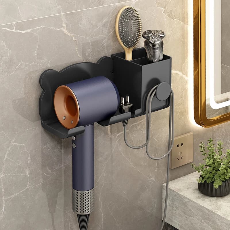 Non-perforated bathroom holders for hair dryers with storage box, bathroom comb holders, shaver holders, kitchen holders