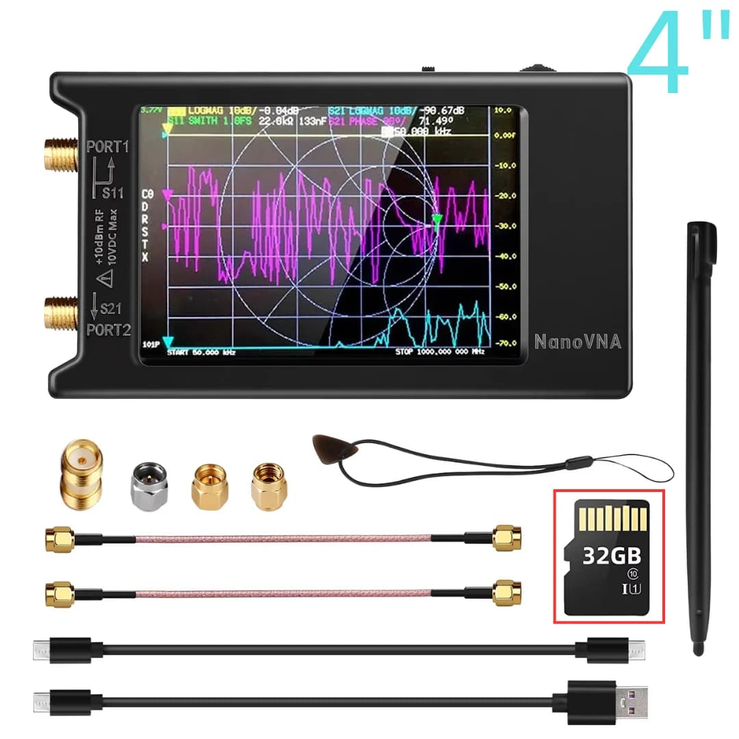 NanoVNA-H4 Analizzatore di rete vettoriale da 2,8/4 pollici Analizzatore di antenna HF VHF UHF V4.3 con slot per scheda SD Nuovo strumento 10k-1,5GHz aggiornato