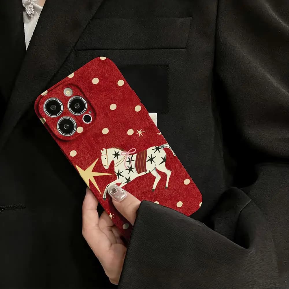 Star Moon Pony Pattern Phone Case Suitable for iPhone 17 16 15 14 13 12 11 Pro/Max/Plus Anti Drop and Anti Shock Back Cover