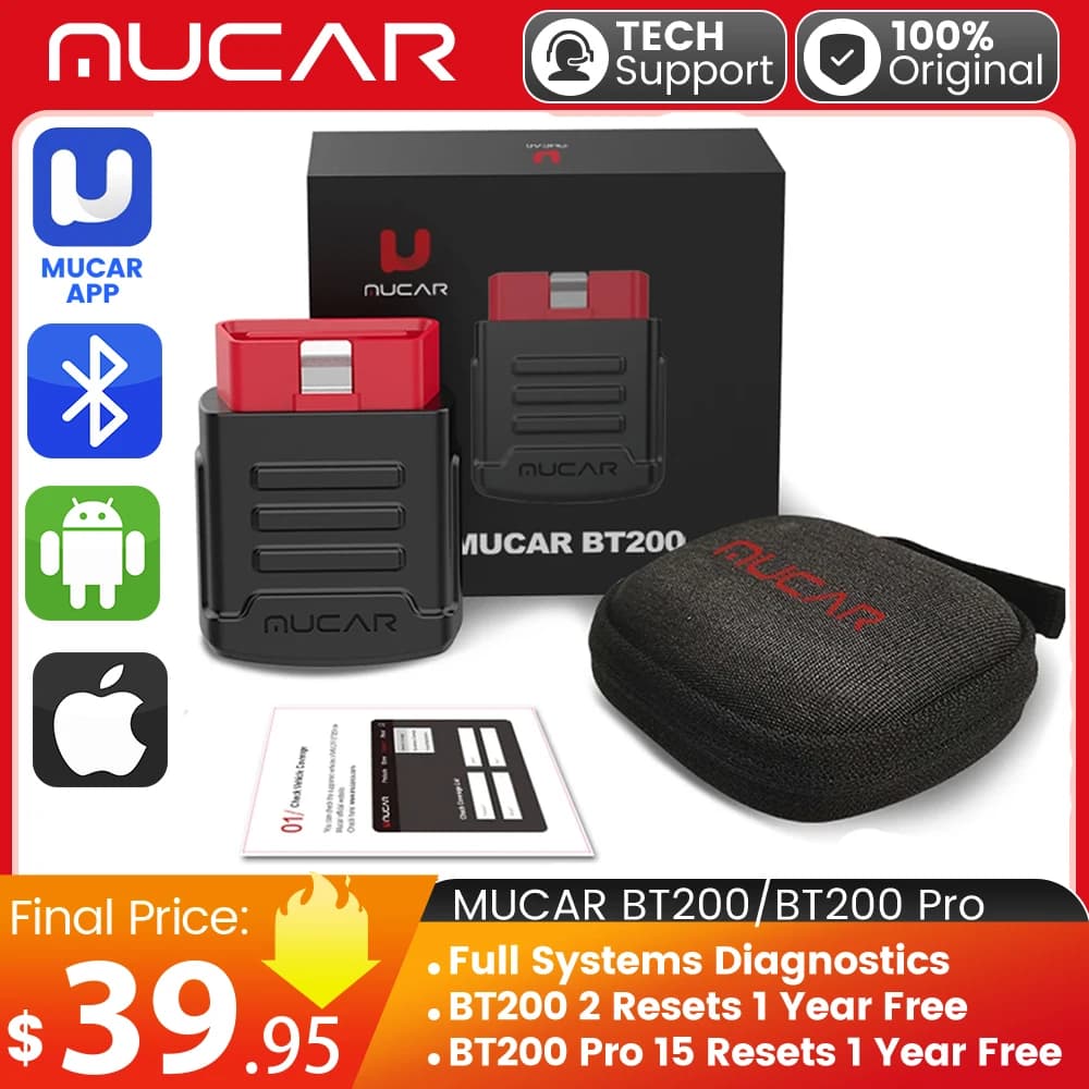 MUCAR BT200/BT200 Pro Strumento diagnostico OBD2 Sistema completo Diagnosi olio SAS ripristina Strumenti automobilistici per tutte le auto