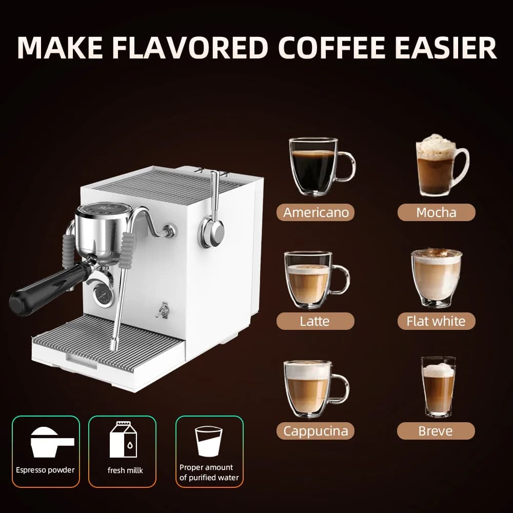 Semi-automatic Espresso Machine, 15Bar High-pressure Pump, Stainless Steel, Mechanical Control, Steam Milk Frother, EU Plug