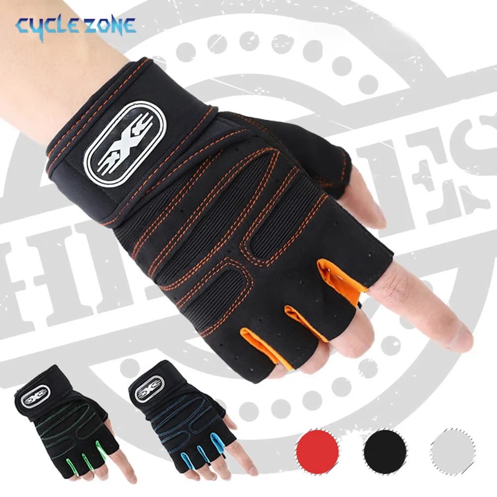 Men's Training Gloves Women's Half-Data Gloves for Weight Lifting with Wrist Strap for Gym Sport Training Biker Glove