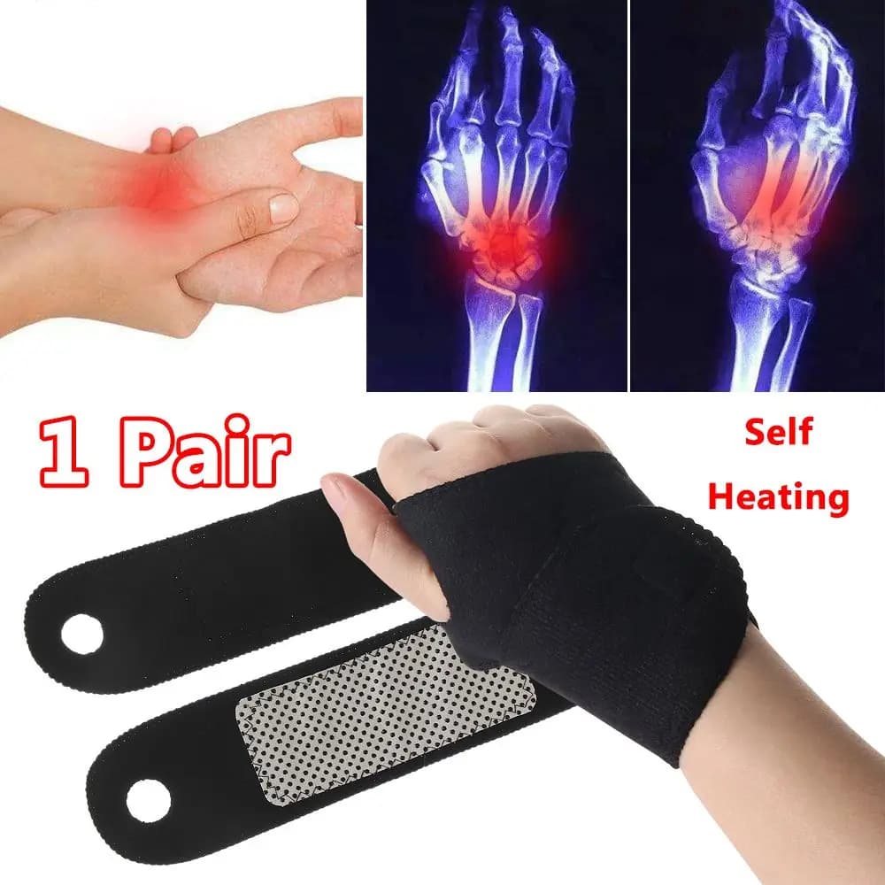 1 Paio di Supporti Magnetici per Polso, Protezione Sportiva, Sollievo dal Dolore da Artrite, Cinturino Autoriscaldante in Tormalina