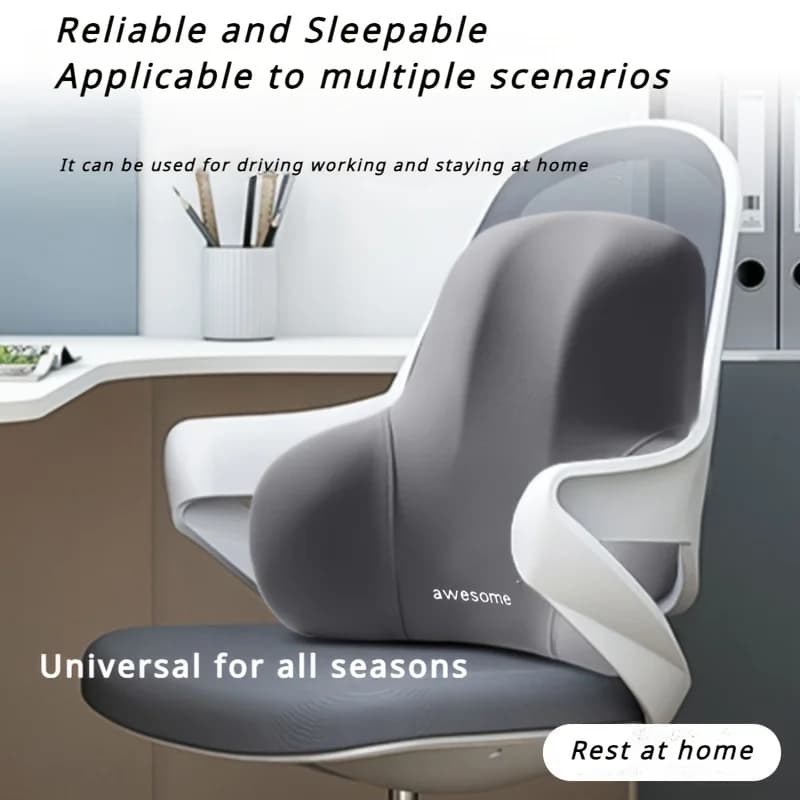Set di cuscini in memory foam (1 pezzo) - Cuscino lombare e per seduta 2-in-1 per ufficio/auto, grigio e nero, regalo di Natale per alleviare il mal di schiena