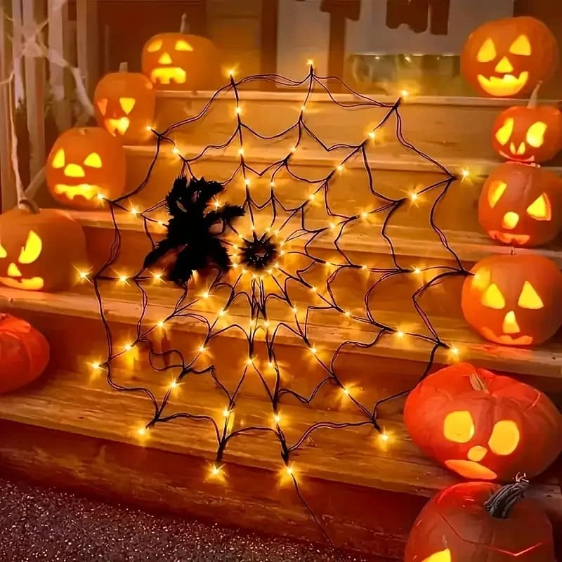 Luce d'atmosfera per festival di fantasmi con ragnatela a LED di Halloween per la decorazione di feste in casa stregata Illuminazione colorata