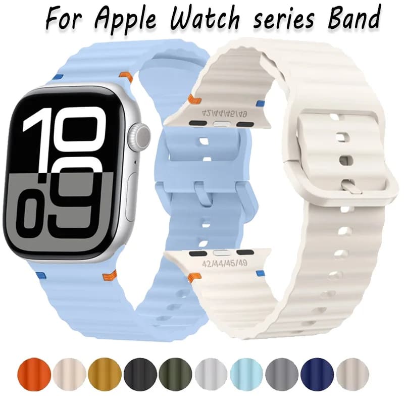 Silicone Strap For Apple Watch 10 46mm 42mm Ultra 2/1 49mm Bracelet Wristband For iWatch 9 8 7 6 5 4 SE 45mm 41mm 44mm 40mm Belt