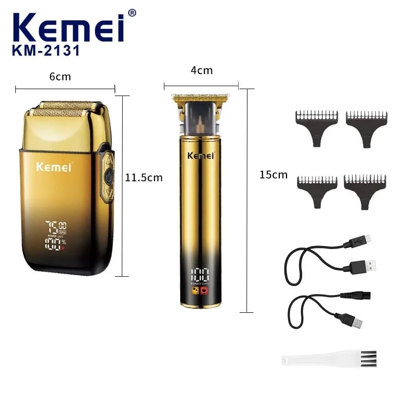 kemei Professional Set tagliacapelli multifunzionale e rasoio viso - ricarica wireless da viaggio e domestica KM-2131
