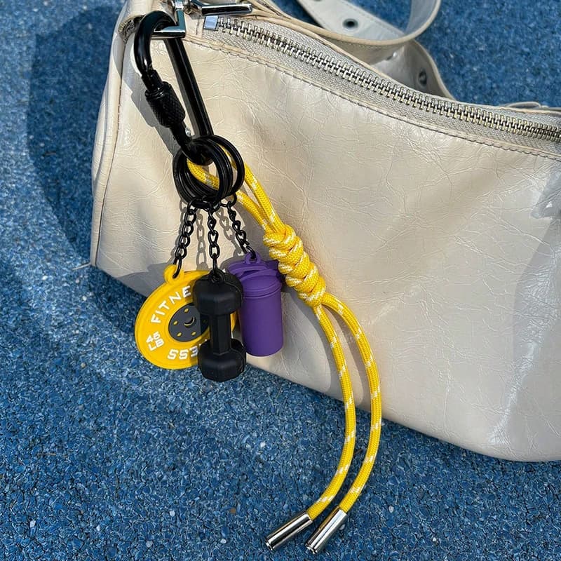 Funny Multicolor Gym Series Key Chain Handmade Rope Kettlebell School Bag Charm Creative Sporty Style Bag Pendants