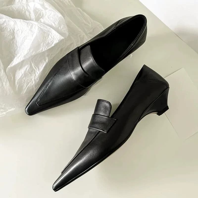 Mocassini con Tacco a Punta Stile Francese per Donne, Nuove Scarpe Versatili Autunno-Inverno