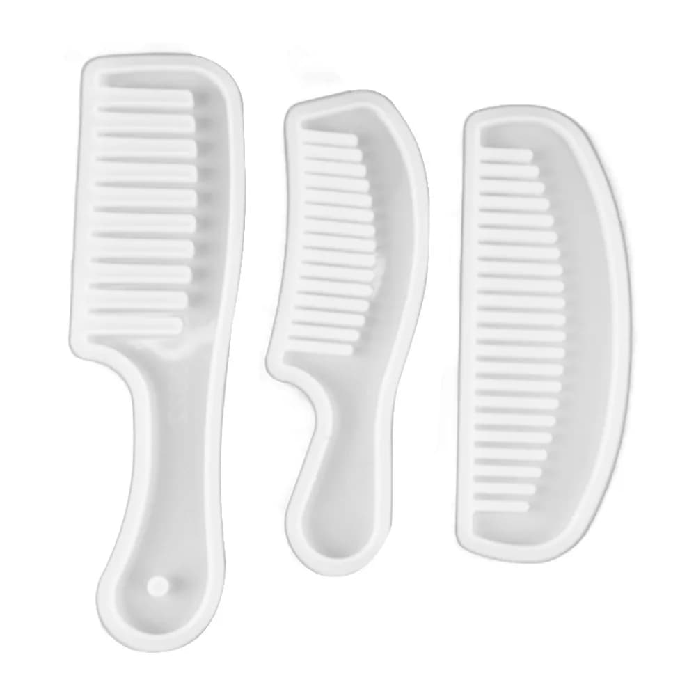 Set di 3 Stampi in Silicone per Pettine Traslucido a Denti Larghi, Stampi per Pettine Semi-Trasparente Bianco, Strumenti Fatti a Mano