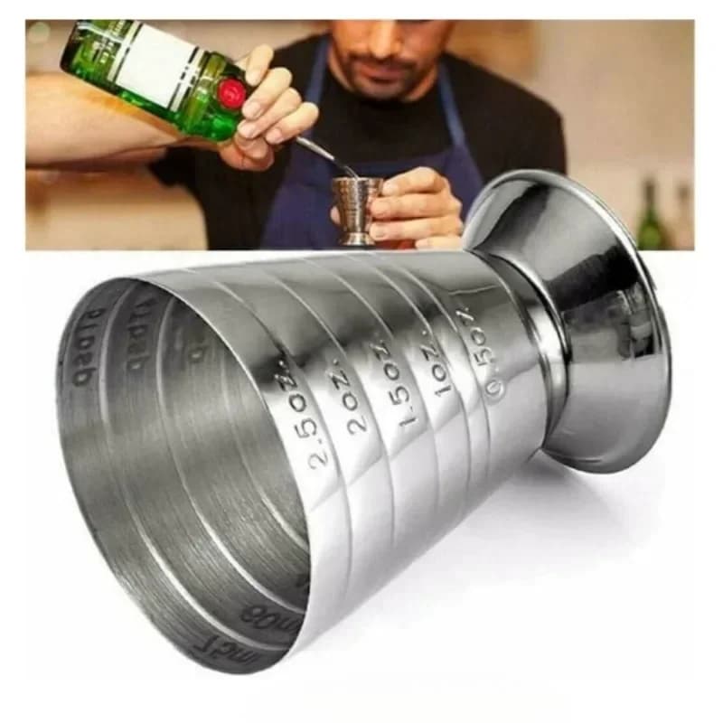 Bicchiere da Cocktail 75ml in Acciaio Inox, Shaker 3 in 1 con Misurino, Accessori per Bar e Feste