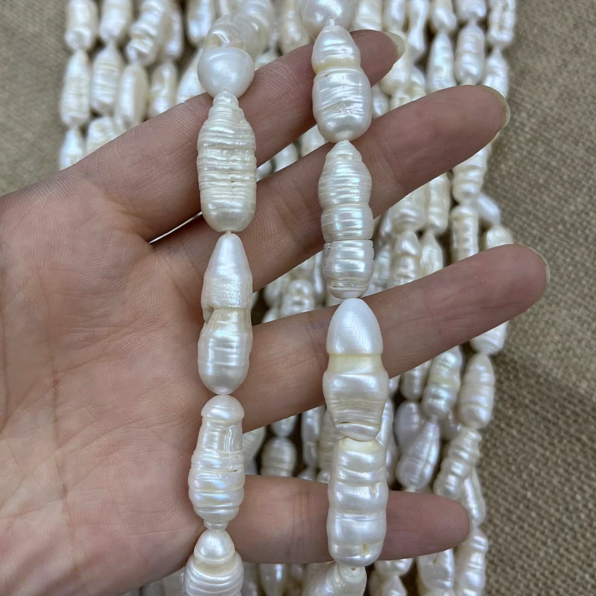 Natural Freshwater White Baroque Chrysalis Pearl Beads 9x22-10x25mm 4A for DIY Jewelry Making Women Wedding Necklace Bracelet Ac