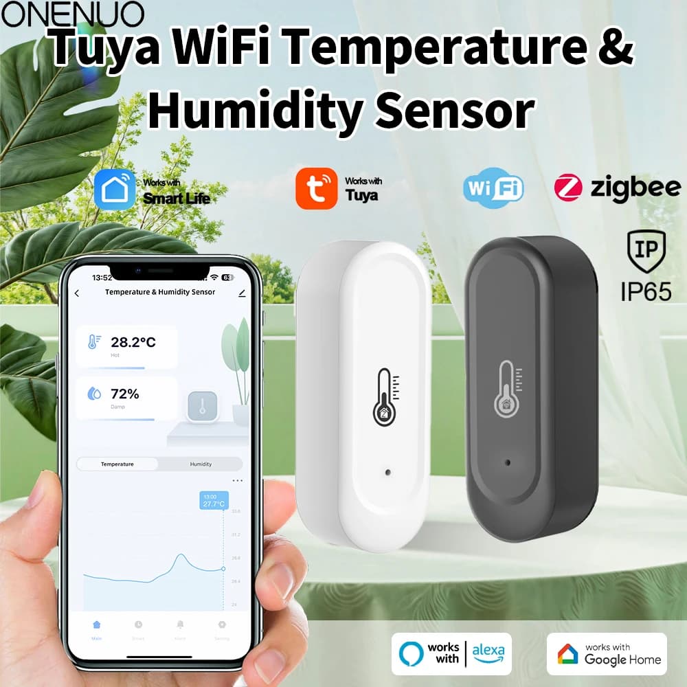Sensore di Temperatura e Umidità IP65 Zigbee o WiFi, Igrometro e Termometro Impermeabile da Esterno Compatibile con Tuya e Alexa