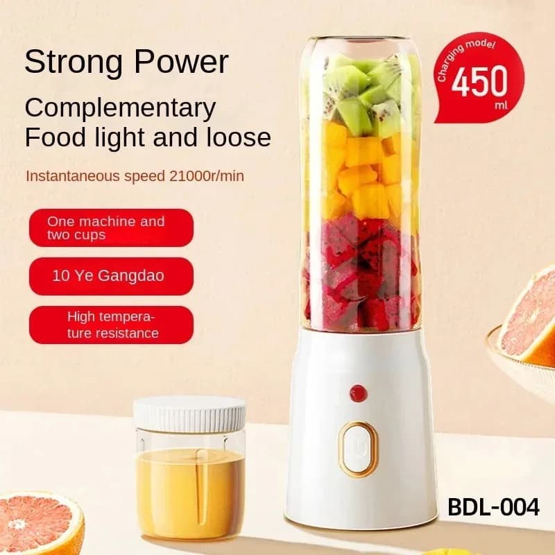 Frullatore da Cucina Portatile, Estrattore di Succo Elettrico Senza Fili per Frutta, Macchina per Tritare Ghiaccio e Arance, 10 Lame, Mixer Ausiliario per Alimenti