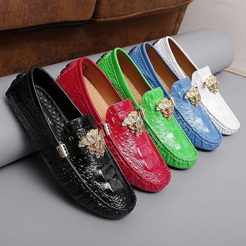 original shoes casual moccasins brand office party dance man shoes crocodile moccasins signed in paint shoes for man luxury