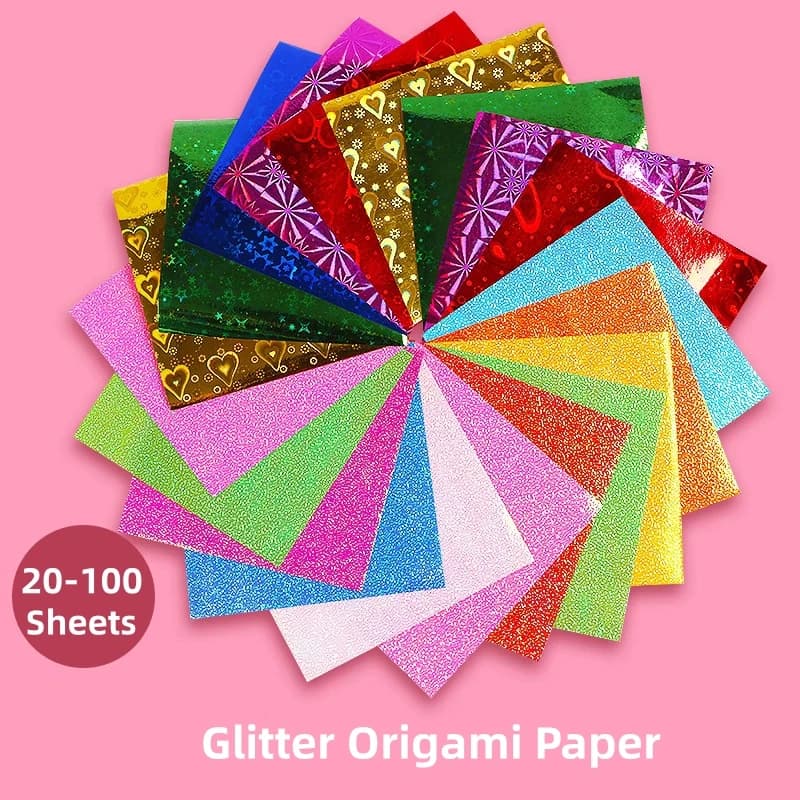 Double-sided Glittering Origami Paper 20/100 Multicolored Sheets Folding Paper DIY Laser Shining Papers Craft Scrapbooking Decor