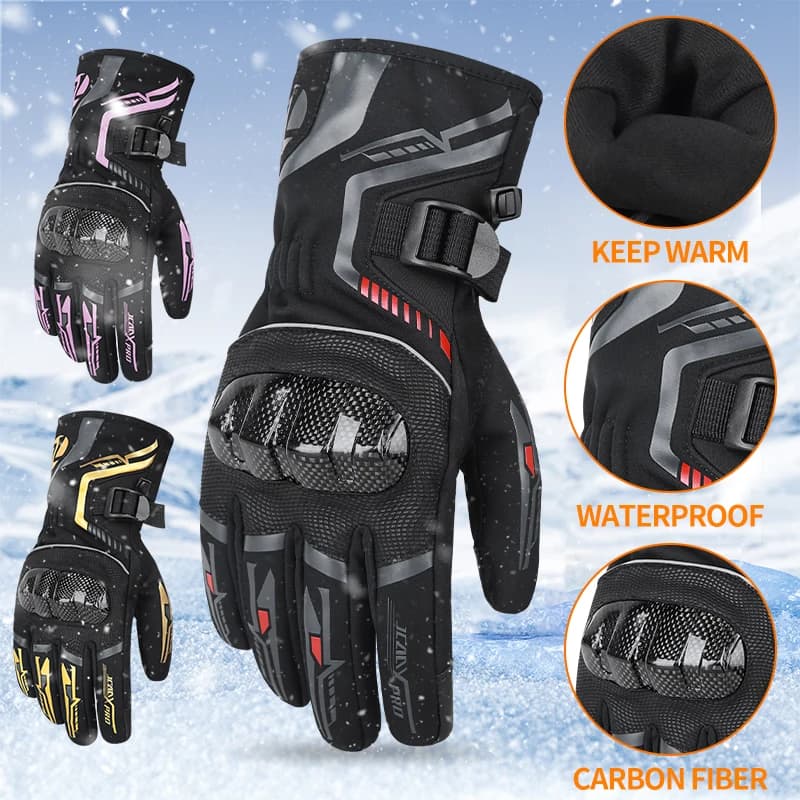 Guanti da Moto Invernali Impermeabili per Uomo e Donna, Caldi con Touchscreen, per ATV, UTV, Motoslitte e Corse