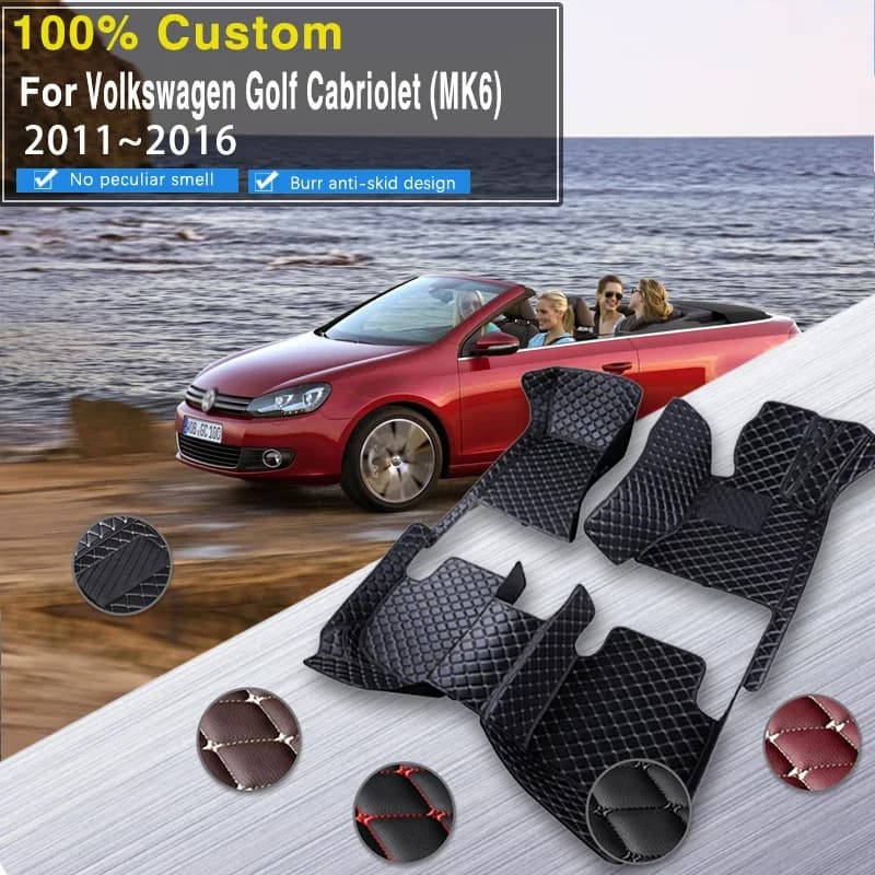 Tappetini auto 3D per VW Volkswagen Golf Mk6 Cabriolet 2011 ~ 2016 Tappeti impermeabili Tapetes Para Automovil Tappetini auto Car Accessor