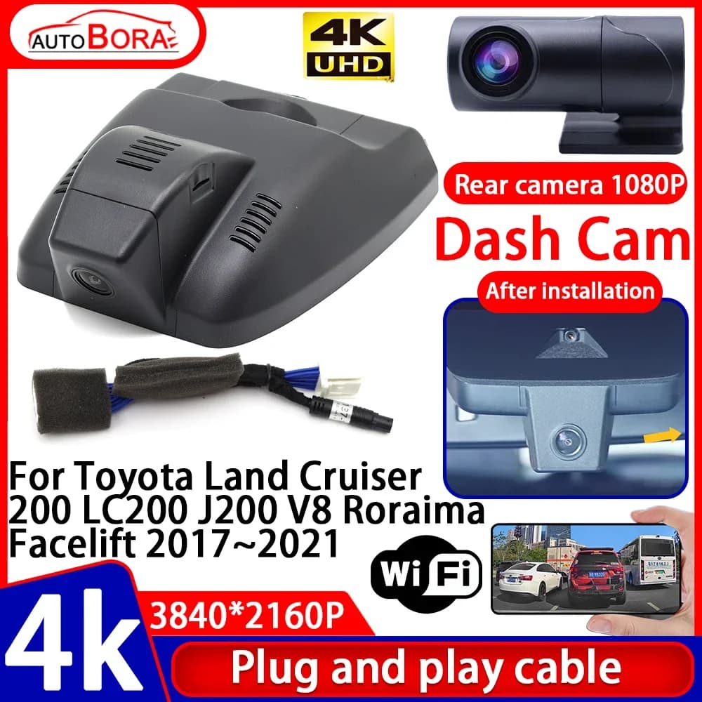 Visio 4K UHD Plug and Play Car DVR Dash Cam for Toyota Land Cruiser 200 LC200 J200 V8 Roraima Facelift 2017 ~ 2021