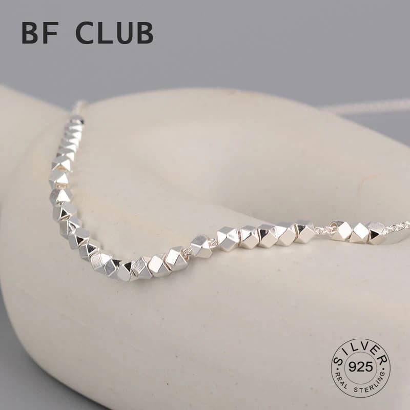BFCLUB Silver color Square Sparkling Chain Necklace For Women Trendy Fashion Chocker Fine Jewelry Wedding Party Birthday Gift