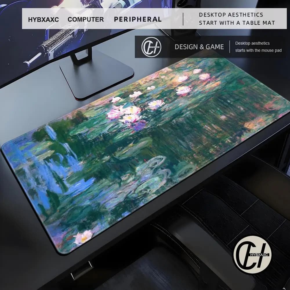 Monet Pittura a olio Mouse Pad Gaming XL Computer di grandi dimensioni HD Mousepad XXL Playmat Tappeto Tappetini per mouse da ufficio in gomma naturale Tappetino da tavolo