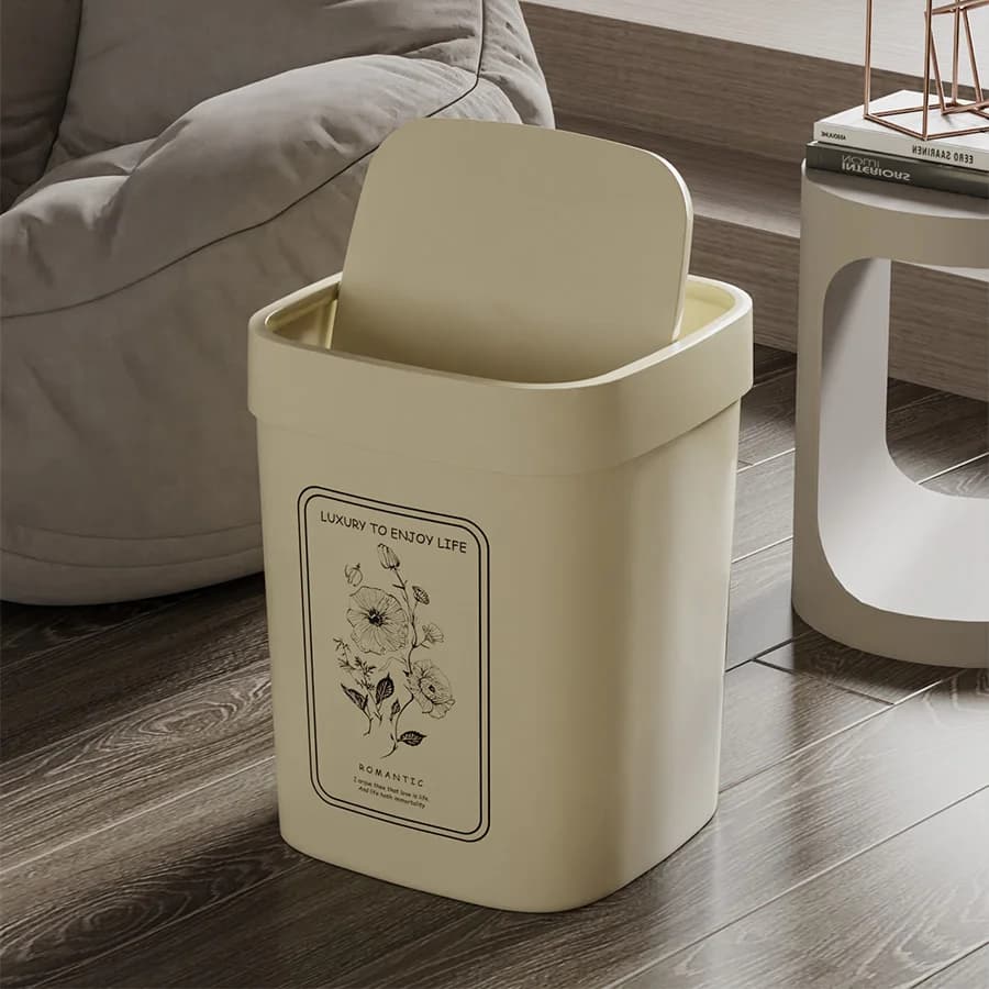 Nuovo Cestino per Rifiuti con Coperchio Scorrevole 2025 per Soggiorno, Camera da Letto, Bagno, Cestino di Lusso per Carta con Coperchio, Smaltimento Rifiuti Domestici