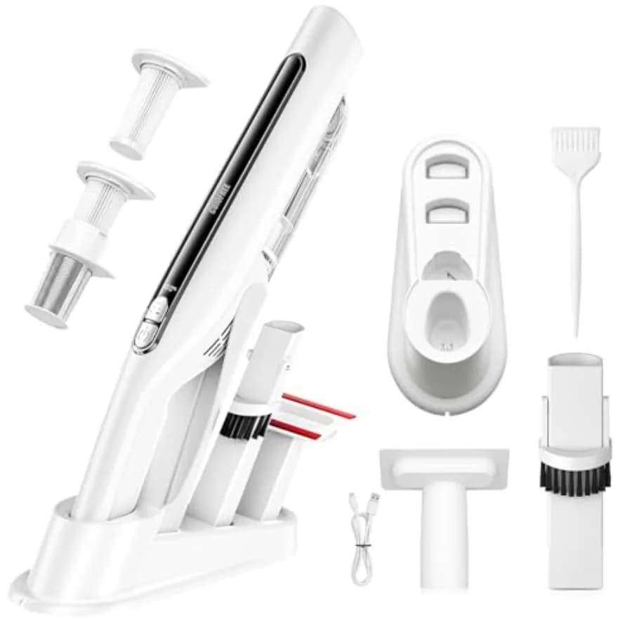 Aspirapolvere Portatile Senza Fili, 24KPA Alta Potenza, Aspirapolvere per Auto con Motore Brushless, Luce LED, Base di Ricarica, Ricaricabile
