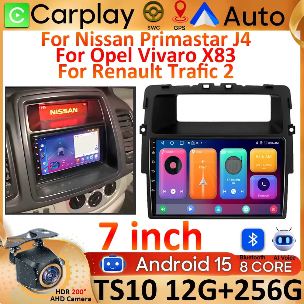 Car Radio For Renault Trafic 2 For Opel Vivaro A For Nissan primastar 2006 - 2014 Navigation GPS Carplay Android Auto 4G No 2din