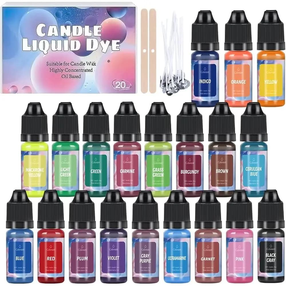 Colorante Vibrante e Non Tossico per Candele di Soia, Gel e Kit per Creazione di Candele in Cera