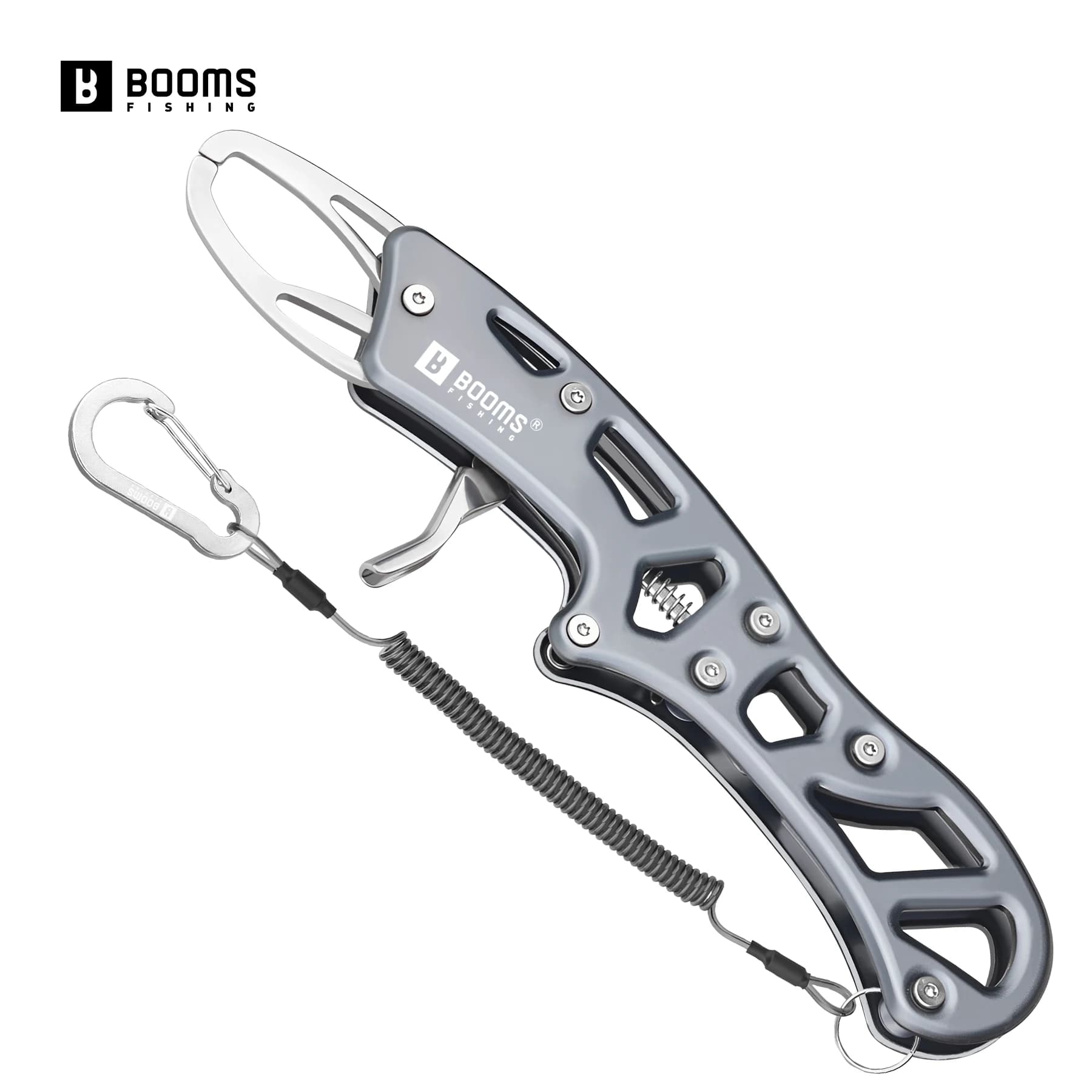 Booms Fishing G17 Lega di alluminio 8,3 pollici Pinza per pesci Peso massimo 20 kg Impugnatura per attrezzatura da pesca in acqua salata con corda per attrezzi