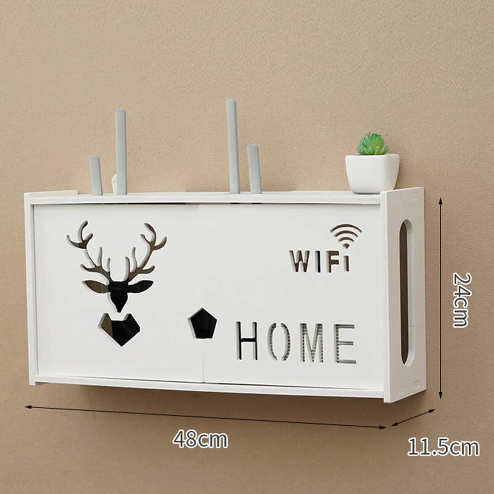 Scatola porta router WiFi impermeabile, inodore e atossica, 48x24x11,5 cm, da parete per soggiorno, bianca, wireless