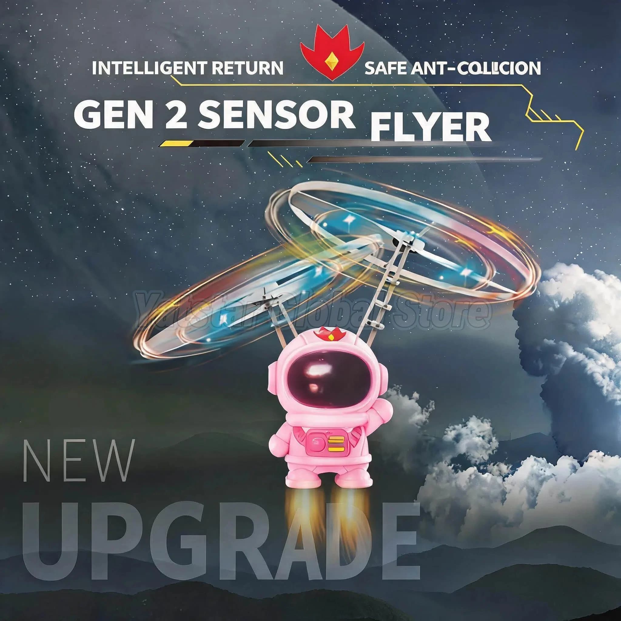 Robot Volante USB Ricaricabile con Controllo Manuale, Elicottero a Doppia Ala con Giroscopio, Luci LED Colorate, Giocattolo Sportivo per Bambini all'Aperto