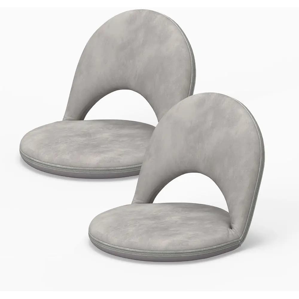 Set di 2 Sedie Pieghevoli con Schienale Regolabile, Adatte per Adulti e Bambini, Uso Interno/Esterno, Meditazione, Gaming, Campeggio (Grigio)