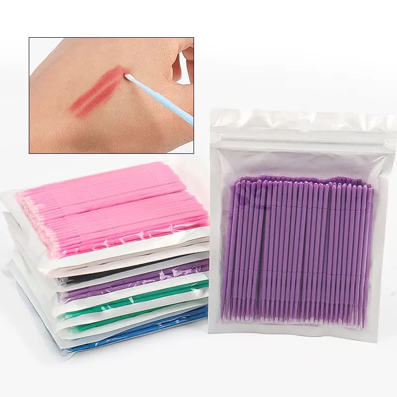 100 pz/lotto SML Formato Usa E Getta Cotone Morbido Tampone Estensione Del Ciglio Microbrush Applicatori Individuale Mascara Micro Pennello Spiedi