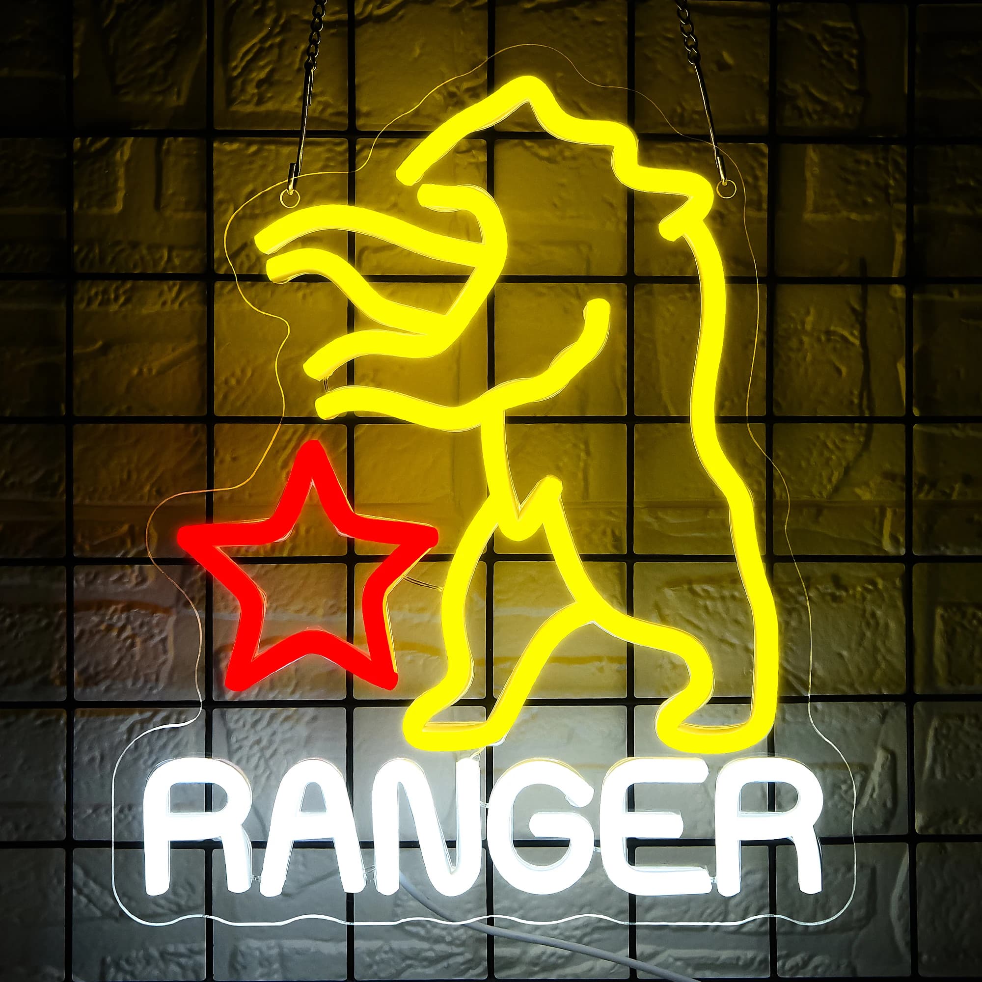 Insegna al Neon LED Ranger Lion Star, Luce al Neon Dimmerabile USB per Sala Giochi, Camera da Letto, Bar, Soggiorno, Regalo di Compleanno, Decorazione Murale