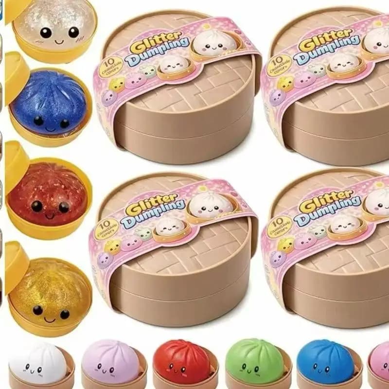 【M】Realistic Giant Dumpling Squeeze Toy With Steamer Soft TPR Dough Ball Decompression Stress Relief Toy Funny Creative Gift