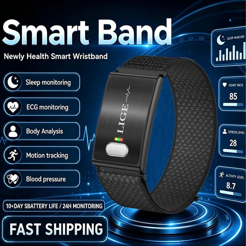 2026 New No Screen Smart Wristband ECG+HRV Blood Pressure Heart Rate Sleep Monitoring Pedometer Activity Tracker Smart Bracelets