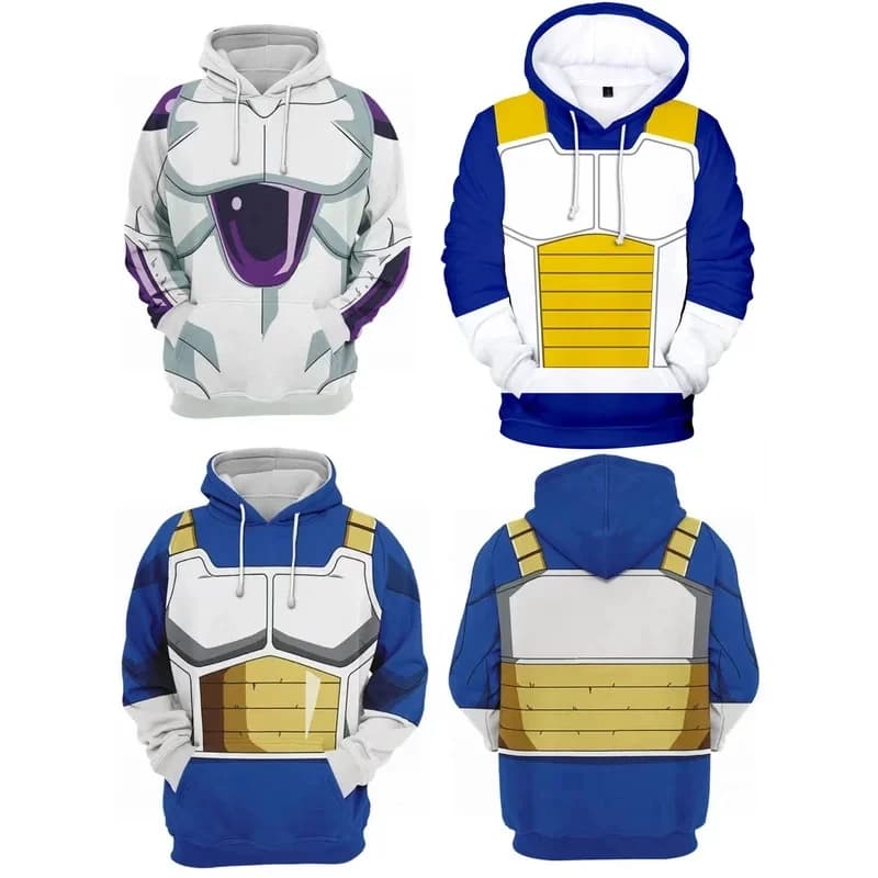 Felpa con Cappuccio Vegeta IV Cosplay, Stampa 3D, Unisex, Casual Streetwear