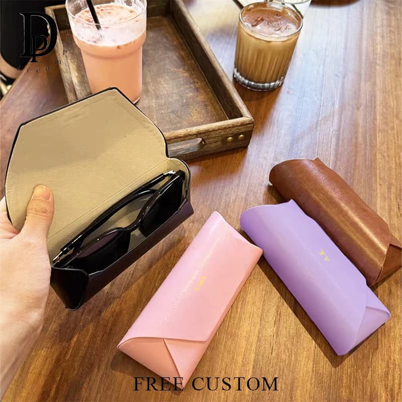 Custom Letters Luxury Magnetic Glasses Case for Vintage Sunglasses Leather Oil Waxed Case for Custom Travel Glasses Gift