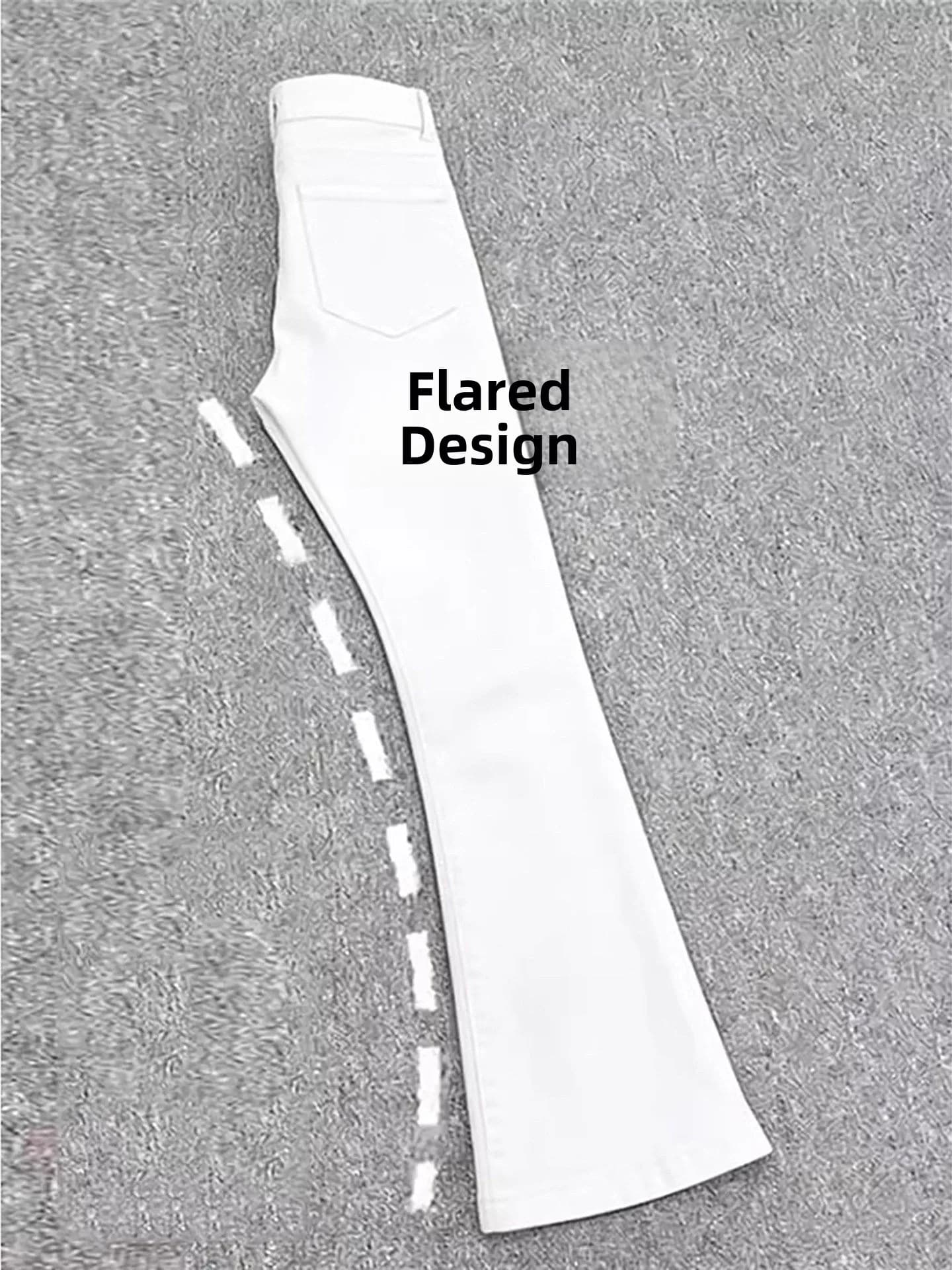 Jeans Cleanfit White Knife a gamba dritta da uomo, lunghezza estesa, vita media, stile American High Street, a zampa d'elefante