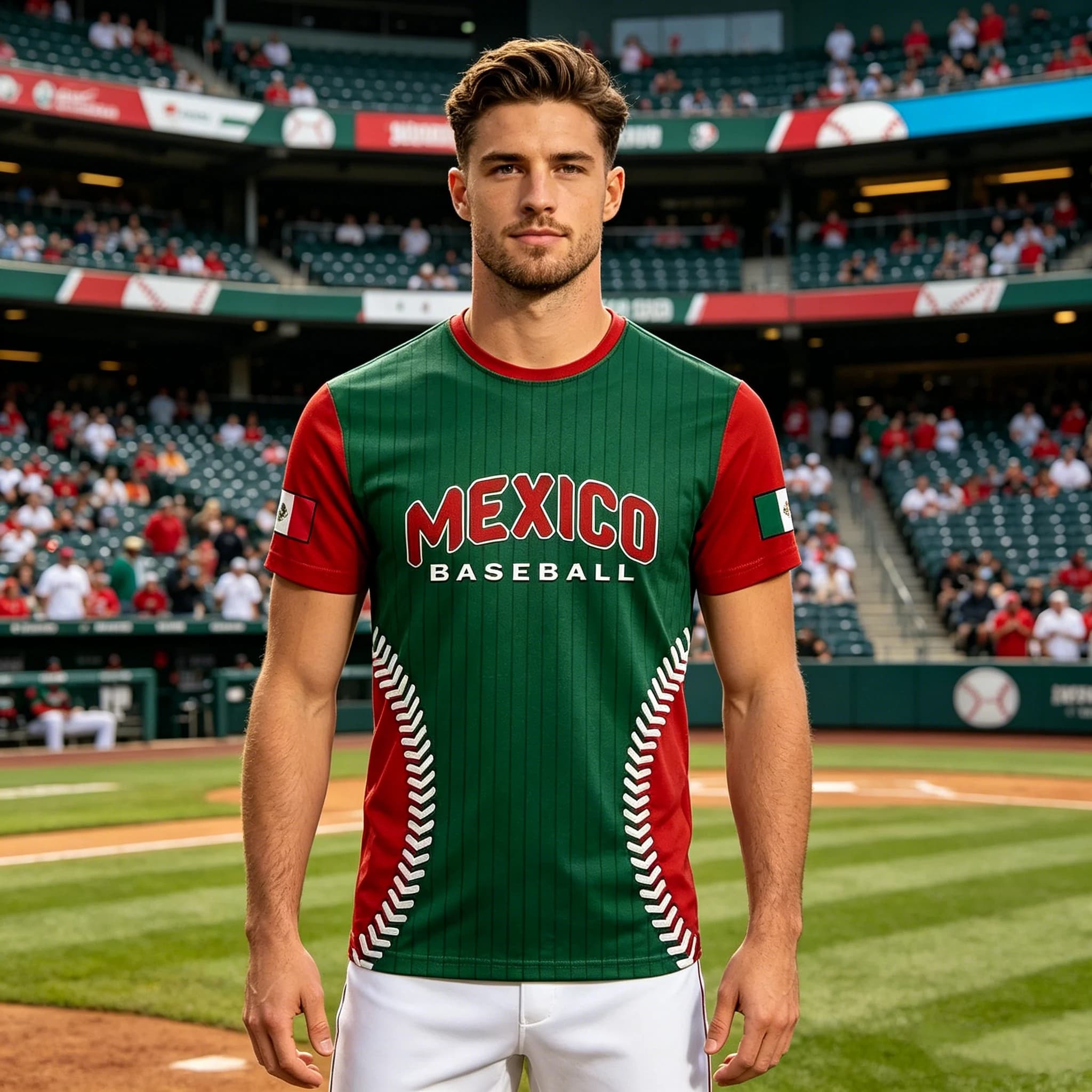 Nuova T-shirt per Adulti/Bambini Tifosi di Baseball Messicano, Girocollo Casual, Top Sportivo 2026 per Fitness e Corsa, Asciugatura Rapida e Traspirante