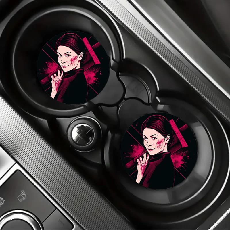 2D Flat Design, 2pcs Acrylic Car Coasters. Suitable For Car Cup Holders And Home Dining Decor, An Ideal Gift For Car Owners, 2D
