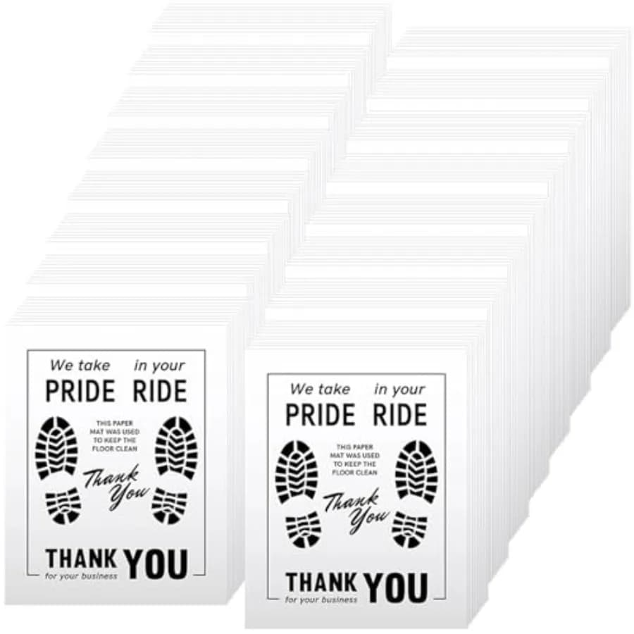 200 pezzi Tappetini in carta per auto 20 × 16 Tappetini usa e getta per auto Copripavimenti per veicoli auto con parole impronta Bianco Fl