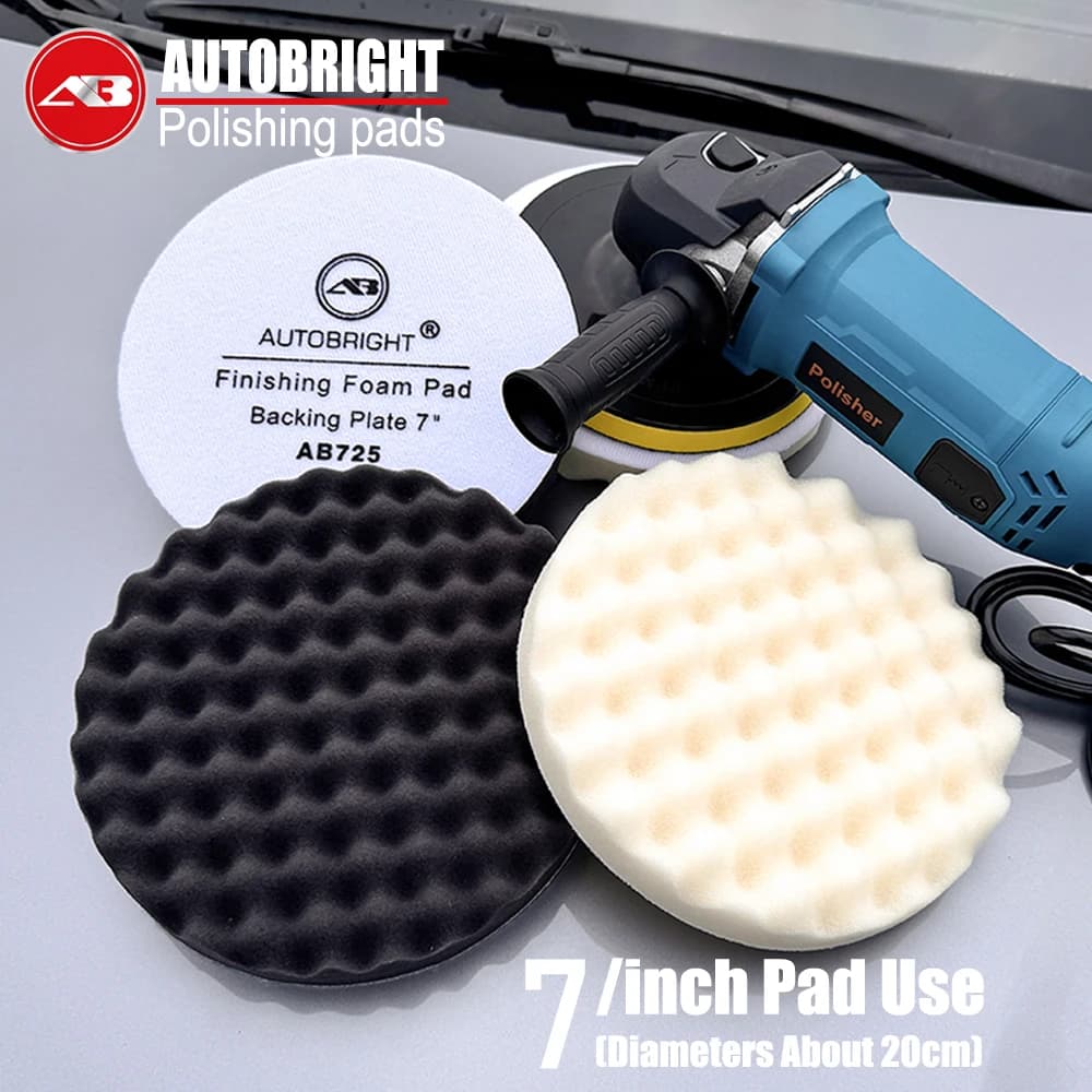 AUTOBRIGHT Tampone per lucidatura per auto da 7 pollici Tampone in schiuma Spugna per lucidatura a specchio, composto da taglio resistente Tampone per cera per lucidatura Strumenti per la cura dell'auto