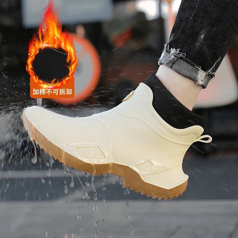 Stivali da pioggia da esterno per nuova coppia Moda uomo High Top Escursionismo Pesca Scarpe da acqua Antiscivolo Stivaletti da lavoro per chef Scarpe impermeabili