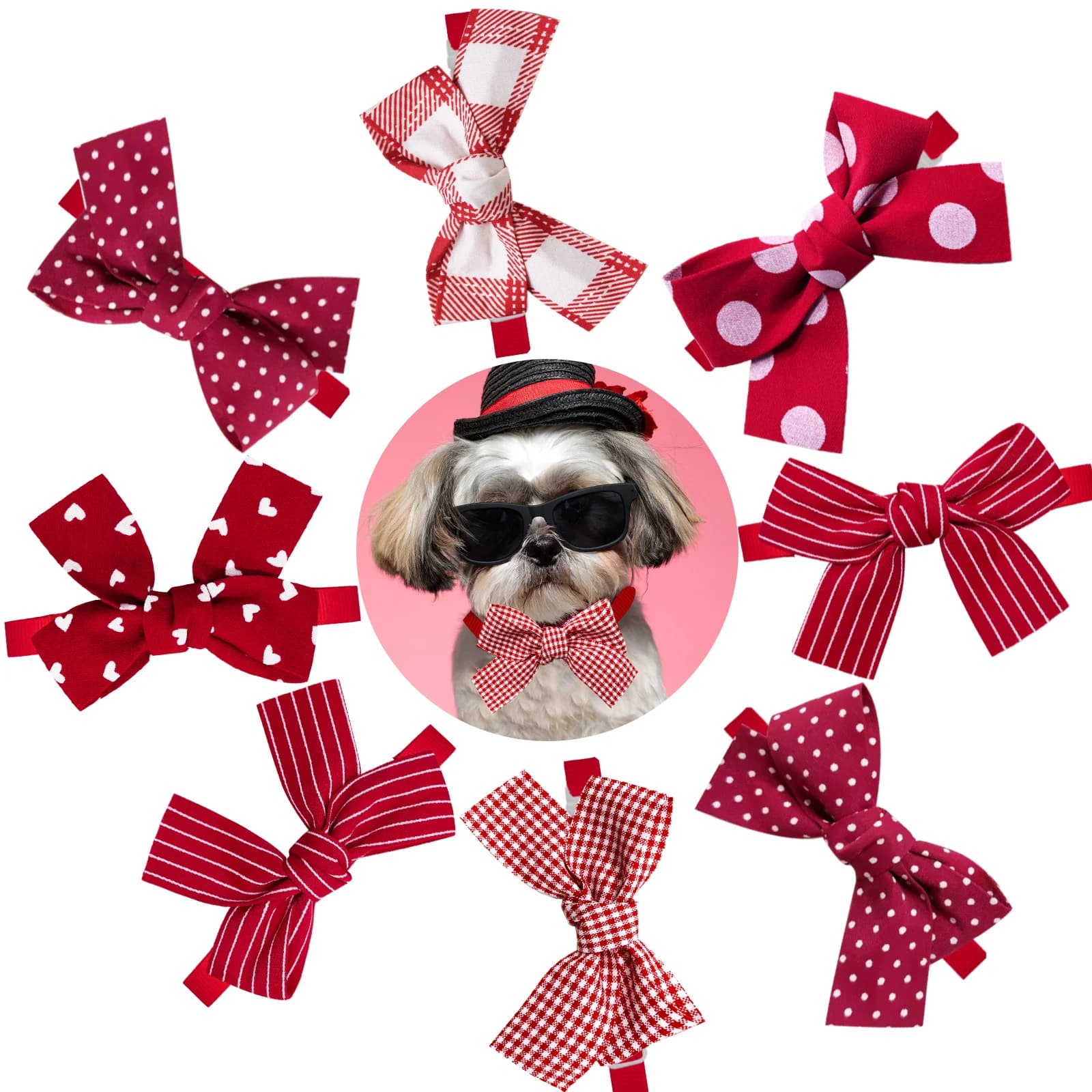 30PCS Party Dog Papillon Regolabile Rosso Stile Pet Dog Papillon Collari Multi Stampa Moda Pet Grooming Accessori Per Cani