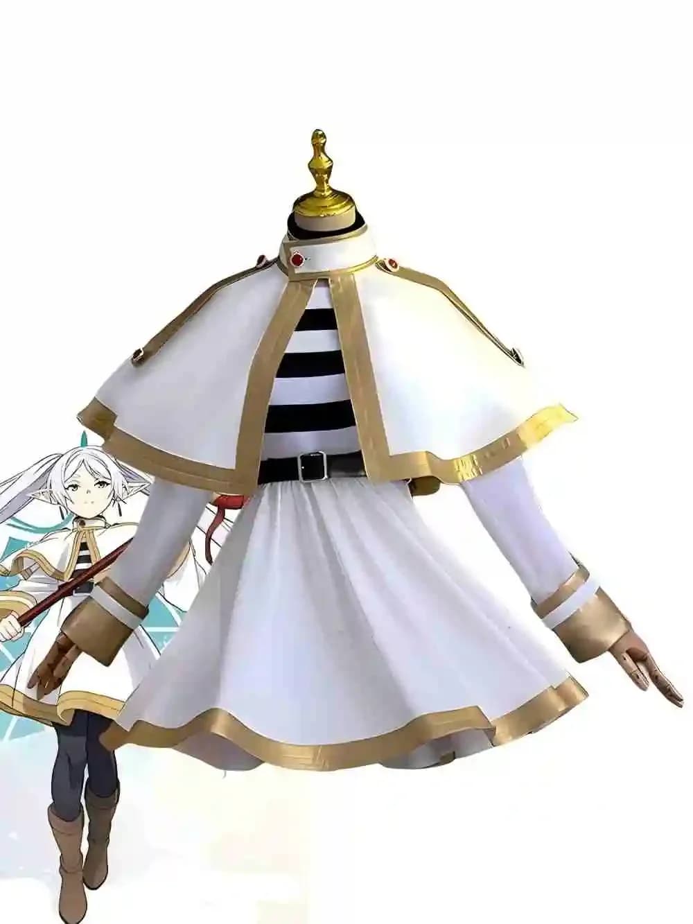 2026 Frieren: Beyond Journey's End Cosplay Costume with Wig - Halloween Anime Elf Mage Outfit Japanese Cosplay Party Dress