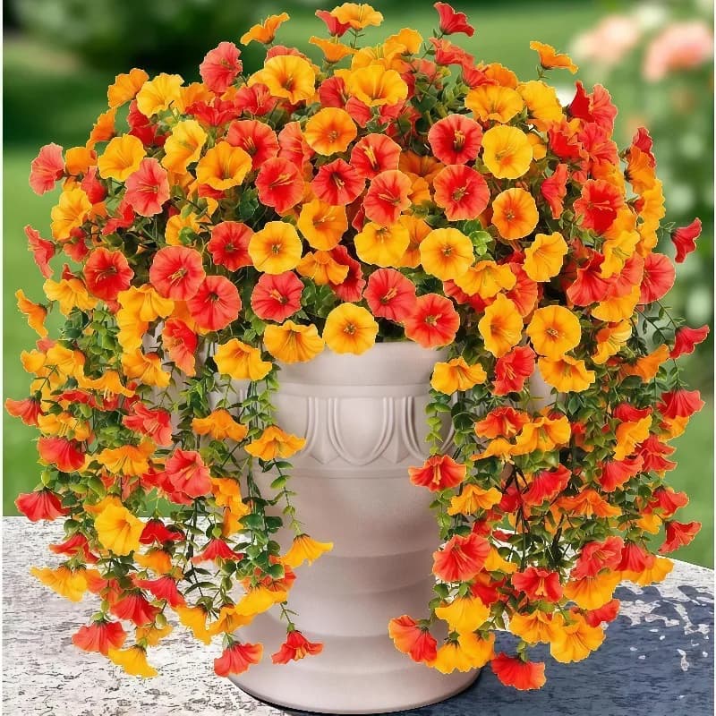 Fiori Artificiali di Campainola, Piante Finte Pendenti, Decorazioni per Giardini Esterni, Matrimoni, Porticati e Interni